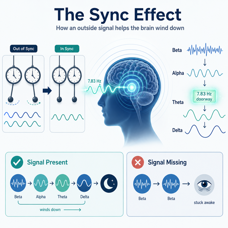 2. The Entrainment Effect — How 7.83 Hz Pulls the Menopausal Brain Out of the Alert Loop It's Stuck In